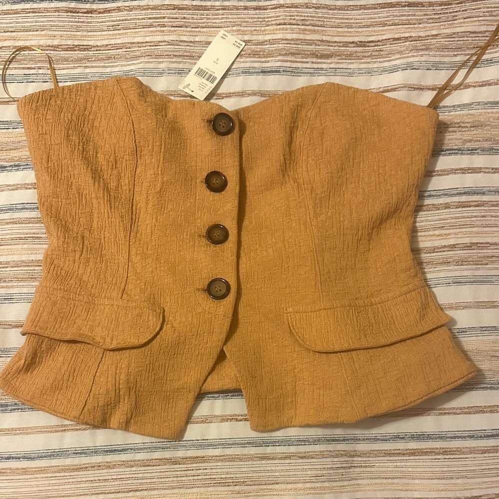 Anthropologie Tan Camisole with Button Detail